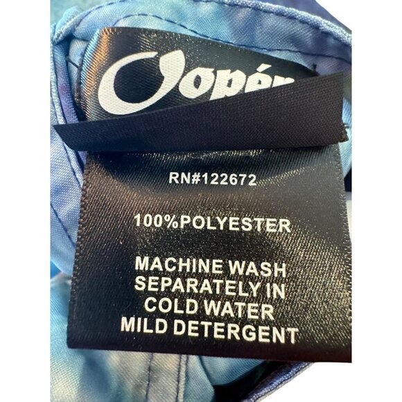 Hooded Rain Coat Blue Button Front Lightweight Jacket - Picture 11 of 14